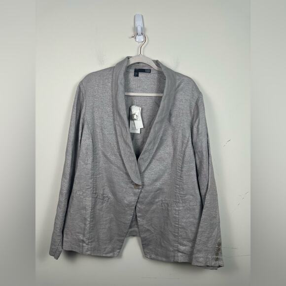 NWT Eileen Fisher Grey Twinkle Linen Jacket Blazer Size 2X - Picture 1 of 8